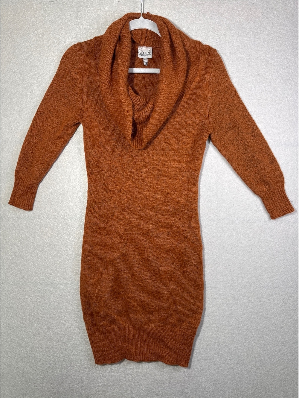 The Slope Women's Medium Rust Orange Cowl Neck Sweater Dress